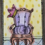 hand painted background, thread sketching