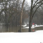 Road through the park is underwater